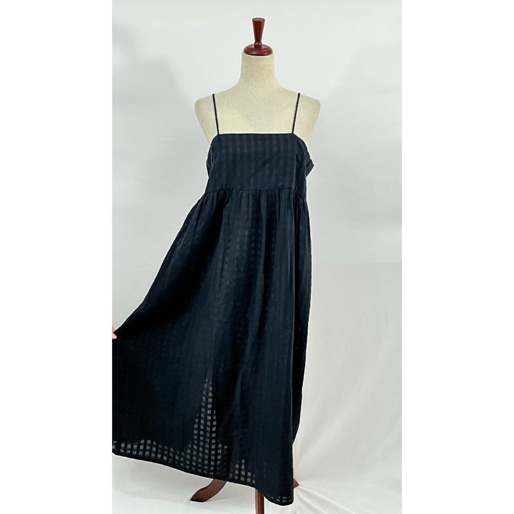 TWO New York OS S M L Black Cotton Sundress Dress Rear Bow Tie